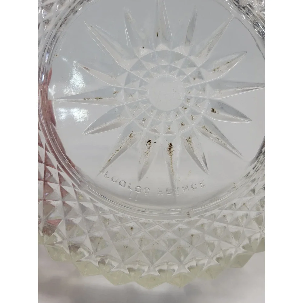 Arcoroc France‎ Clear Pressed Glass Serving Bowl Starburst Diamond Cut 7.5 Inch